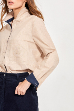 Бежевый текстильный рубашечный топ с фигурным низом Rivoli 2420.2 - фото 3