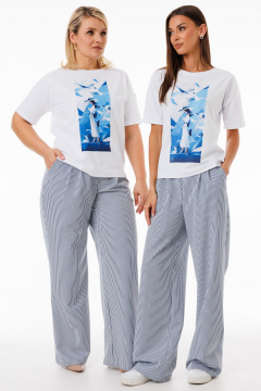 Футболка белая с цифровым принтом свободного кроя Kivviwear 4026.174 - фото 2