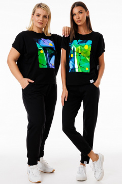 Футболка черная свободного кроя с рукавом летучая мышь Kivviwear 4072.25 - фото 3