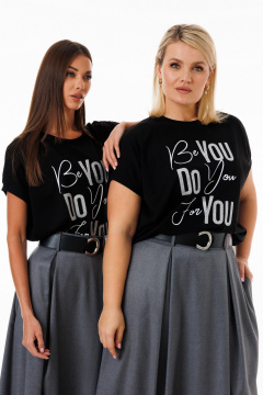 Футболка черная свободного кроя с рукавом летучая мышь Kivviwear 4072.28 - фото 1