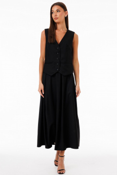 Жилет черный из костюмной ткани с прорезными карманами Kivviwear 4234.07 - фото 2