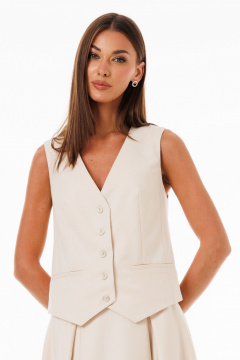 Жилет молочный классический из костюмной ткани Kivviwear 4234.08 - фото 1
