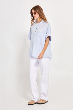 Круглогодичная голубая блуза с асимметричным низом Rivoli 2423 - фото 3