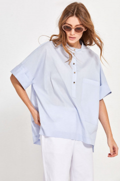 Круглогодичная голубая блуза с асимметричным низом Rivoli 2423 - фото 1