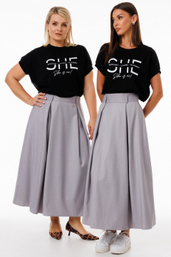 Юбка-трапеция из костюмной ткани с складками и карманами Kivviwear 4235.06 - фото 5