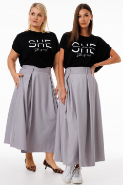 Юбка-трапеция из костюмной ткани с складками и карманами Kivviwear 4235.06 - фото 4