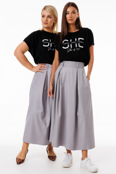 Юбка-трапеция из костюмной ткани с складками и карманами Kivviwear 4235.06 - фото 3
