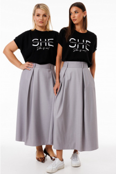 Юбка-трапеция из костюмной ткани с складками и карманами Kivviwear 4235.06 - фото 2