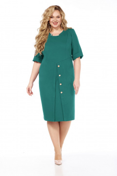 Платье прямое из костюмной ткани с пуговицами и карманами Jurimex 3262 зеленый - фото 1