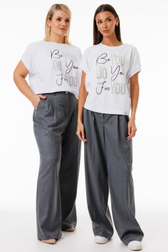 Демисезонные брюки палаццо из костюмной ткани с карманами Kivviwear 4271.01 - фото 3