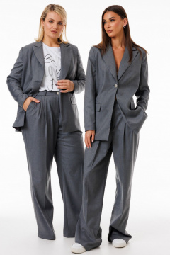 Жакет серый удлинённый с воротником ласточка деловой стиль Kivviwear 4273.01 - фото 4