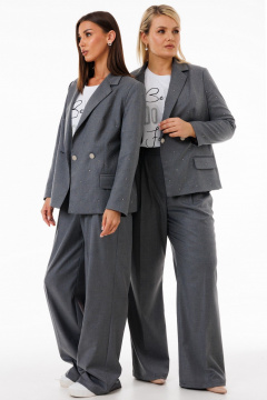 Жакет серый двубортный классический с английским воротником Kivviwear 4274.01 - фото 2