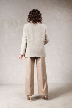 Бежевые брюки из экокожи с классическим фасоном Avanti 1548 - фото 5