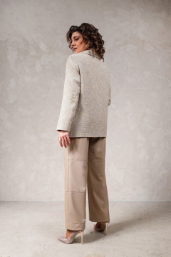 Бежевые брюки из экокожи с классическим фасоном Avanti 1548 - фото 4