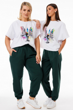 Белый спортивный трикотажный джемпер из футера с принтами Kivviwear 4267.07 - фото 4