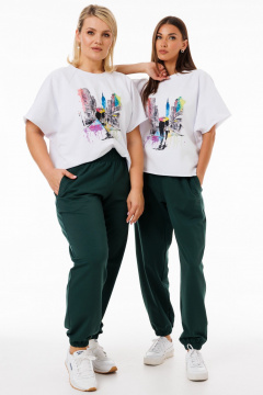 Белый спортивный трикотажный джемпер из футера с принтами Kivviwear 4267.07 - фото 2