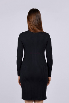 Платье приталенное из эластичного трикотажа Verally 480-2 черный - фото 2