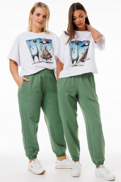 Белый спортивный джемпер из футера с принтами для casual Kivviwear 4267.08 - фото 4