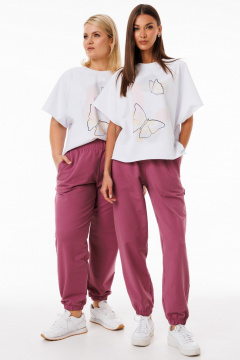 Белый джемпер из футера с принтами свободного кроя Kivviwear 4267.09 - фото 4