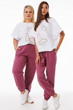 Белый джемпер из футера с принтами свободного кроя Kivviwear 4267.09 - фото 3