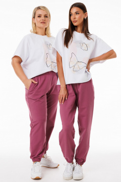 Белый джемпер из футера с принтами свободного кроя Kivviwear 4267.09 - фото 2