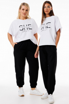 Белый джемпер из футера с принтами и свободным стилем Kivviwear 4267.10 - фото 4