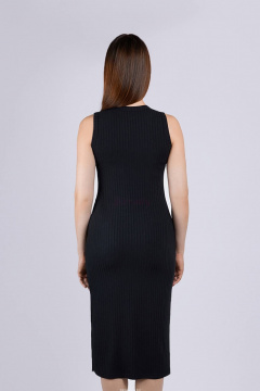 Круглогодичное черное платье приталенного силуэта из эластичного трикотажа Verally 479-1 черный - фото 2