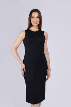 Круглогодичное черное платье приталенного силуэта из эластичного трикотажа Verally 479-1 черный - фото 1