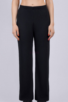 Круглогодичные черные брюки из эластичного трикотажа с высокой посадкой Verally 478-1 черный - фото 1