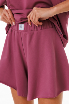 Розовые шорты из двухниточного футера для летнего образа Kivviwear 4268.02 - фото 5