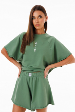 Зеленые шорты из двухниточного футера для активного отдыха Kivviwear 4268.04 - фото 5