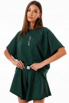 Зеленые шорты из премиального футера для летних прогулок Kivviwear 4268.05 - фото 5