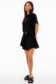 Черные шорты из двухниточного футера — стиль и комфорт Kivviwear 4268.06 - фото 1