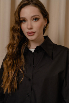 Демисезонная женская блузка из хлопка с широким рукавом JRSy 2528 черный - фото 5