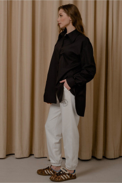 Демисезонная женская блузка из хлопка с широким рукавом JRSy 2528 черный - фото 2