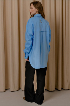 Голубая рубашка из хлопка с рельефом и разрезами JRSy 2528 голубой - фото 5