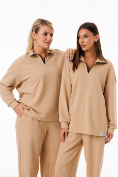 Бежевый трикотажный толстовка из футера для повседневных образов Kivviwear 4288.10 - фото 1