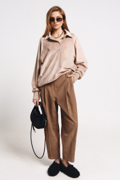 Демисезонные брюки средней посадки с отлетной застежкой MilMil 1165 коричневый - фото 3