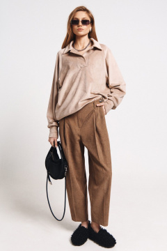 Демисезонные брюки средней посадки с отлетной застежкой MilMil 1165 коричневый - фото 1