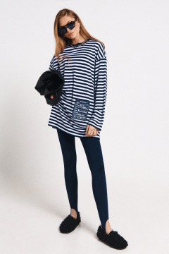 Мультицветный джемпер с съемным декором для стильных образов MilMil 1166 синяя_полоска - фото 2