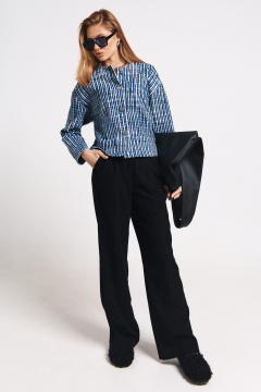 Синий кардиган с пуговицами и универсальными размерами MilMil 1171 синяя_полоска - фото 4