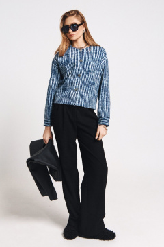 Синий кардиган с пуговицами и универсальными размерами MilMil 1171 синяя_полоска - фото 2