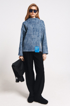 Синий кардиган с пуговицами и классическим стилем MilMil 1172 лилль_синяя_полоска - фото 2