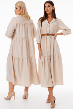 Платье с пуговицами и поясом из жатой вискозы Kivviwear 4269.02 - фото 1