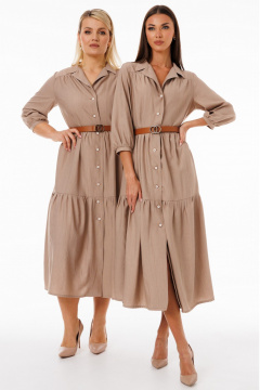 Платье с пуговицами и поясом из мягкой жатой вискозы Kivviwear 4269.04 - фото 2
