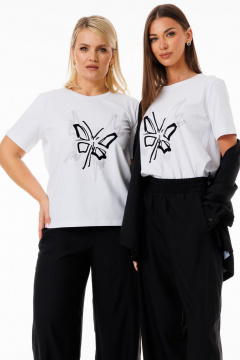 Футболка из хлопка с принтами и эластаном Kivviwear 4039.02 - фото 1