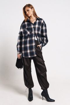 Демисезонные брюки из экокожи с фиксаторами и нашивками MilMil 1178 коричневый - фото 5