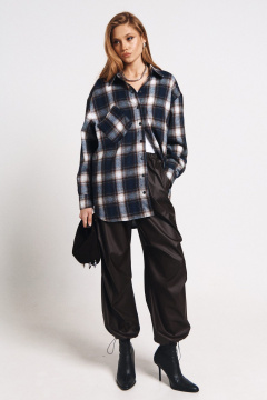 Демисезонные брюки из экокожи с фиксаторами и нашивками MilMil 1178 коричневый - фото 4