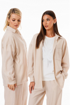 Футболка молочного цвета с принтами из хлопка Kivviwear 4039.03 - фото 4