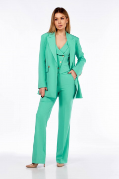 Деловой костюм тройка: жакет, жилет и брюки Temper 150 ментол - фото 4